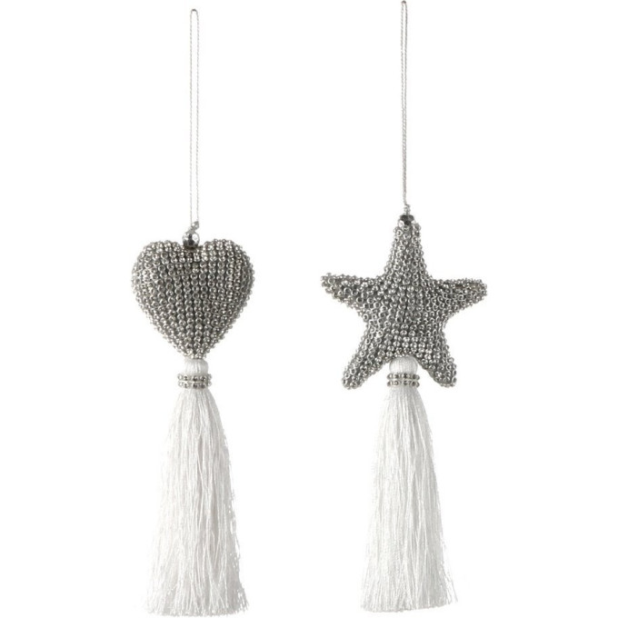 Подвеска HOUSE OF SEASONS, звезда/сердце с кисточкой, 18*2,5*7,5 см, серебро 83618